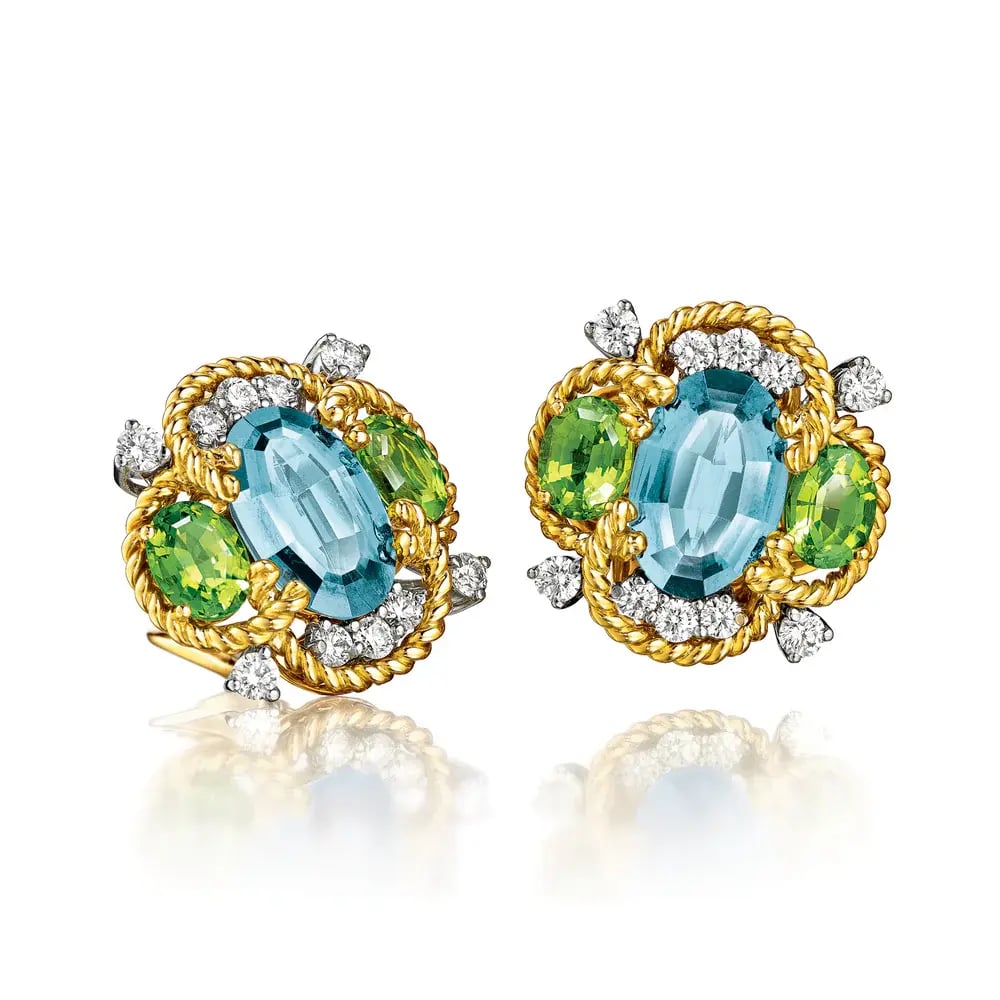 Verdura-Quatrefoil-Earclips-Aquamarine-Peridot_1
