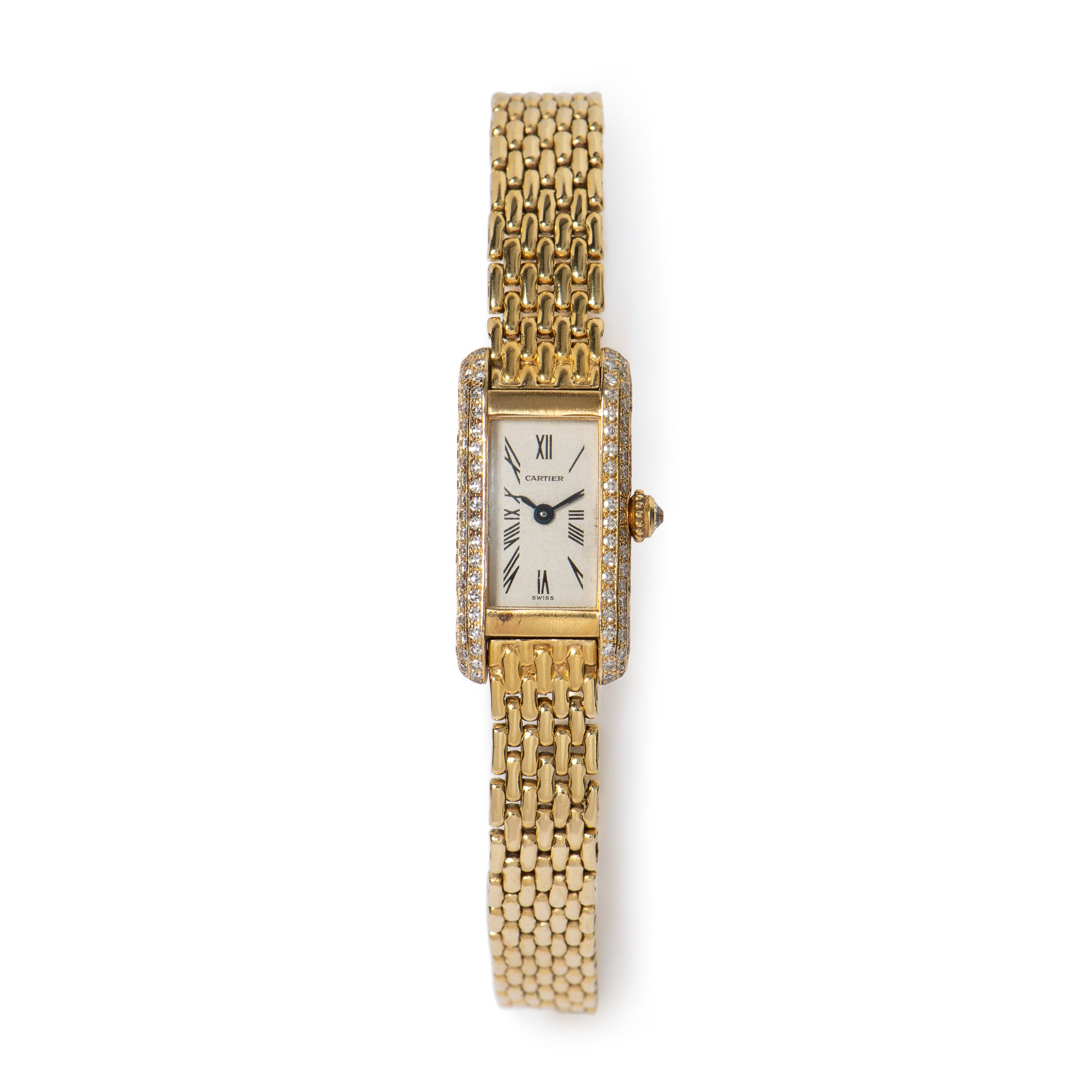 18k Cartier Tank Allongee watch with diamond case - WADI-128438