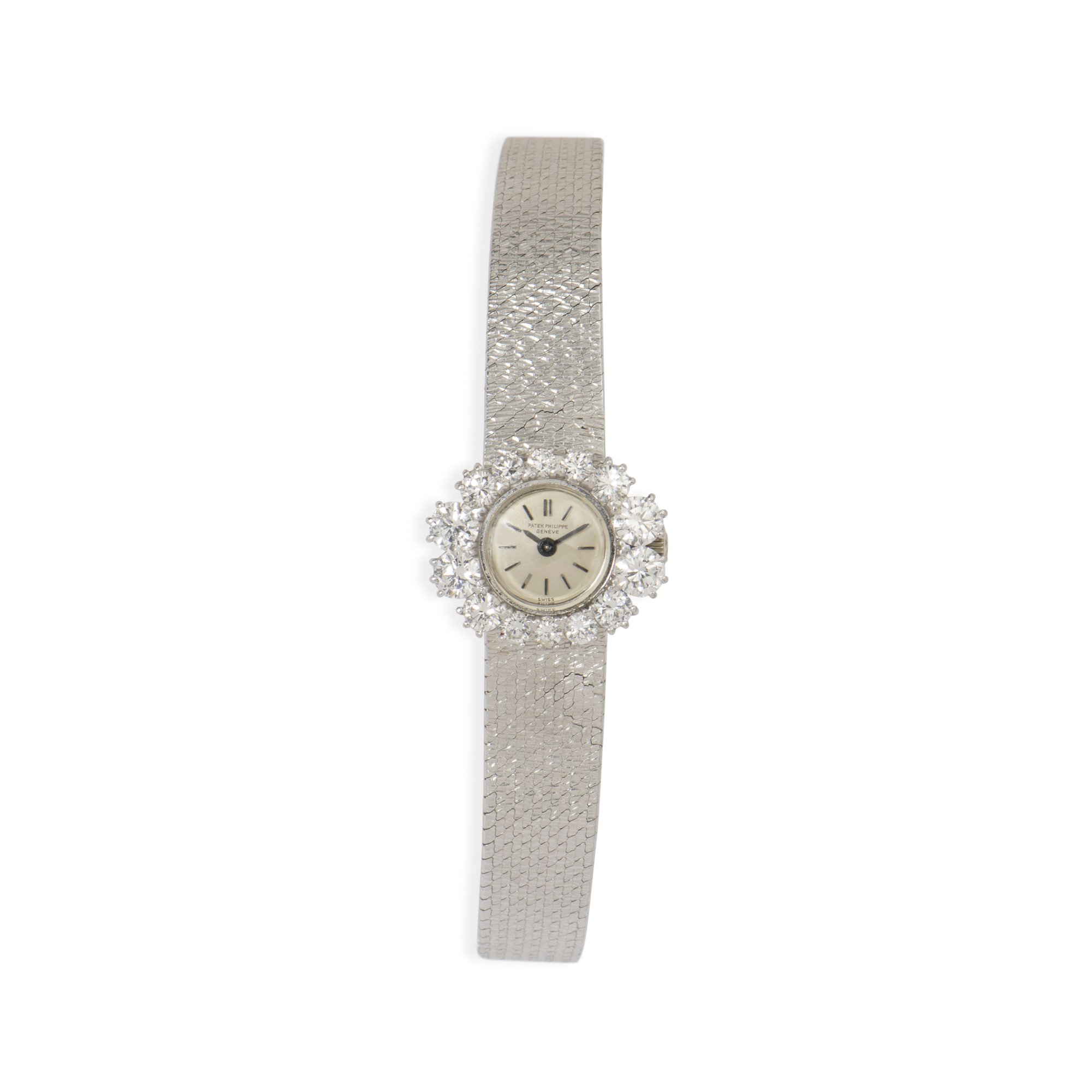 18k platinum Ladies Patek Philippe watch with diamond bezel - WADI-127206